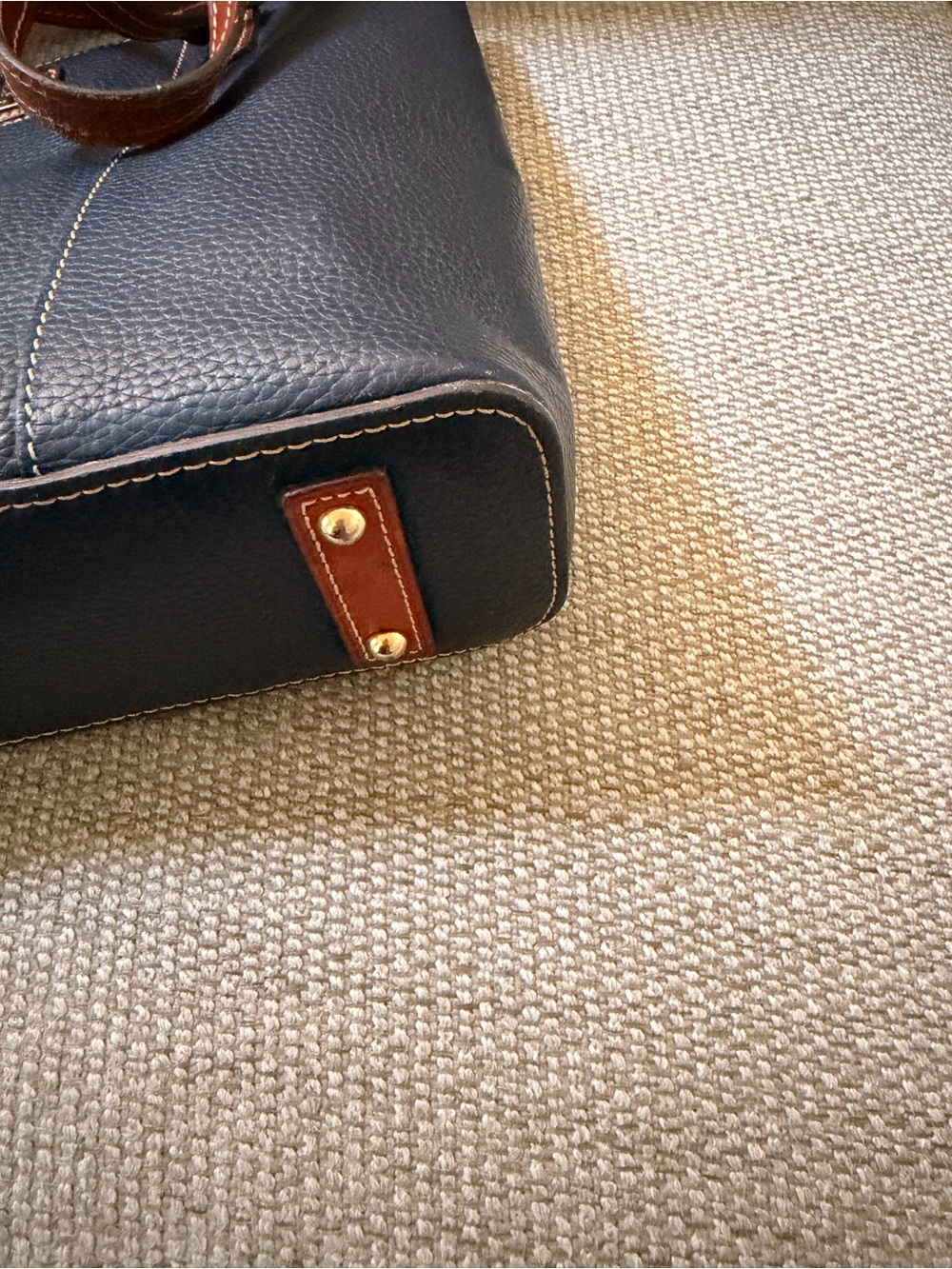 Dooney & Bourke Navy Pebble Leather Tote Red Lining - Picture 7 of 13
